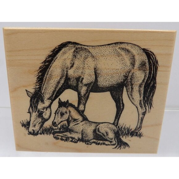 Horse & Colt Stamp G1876 VTG ©1999 PSX Designs Detailed Realistic - Picture 1 of 2